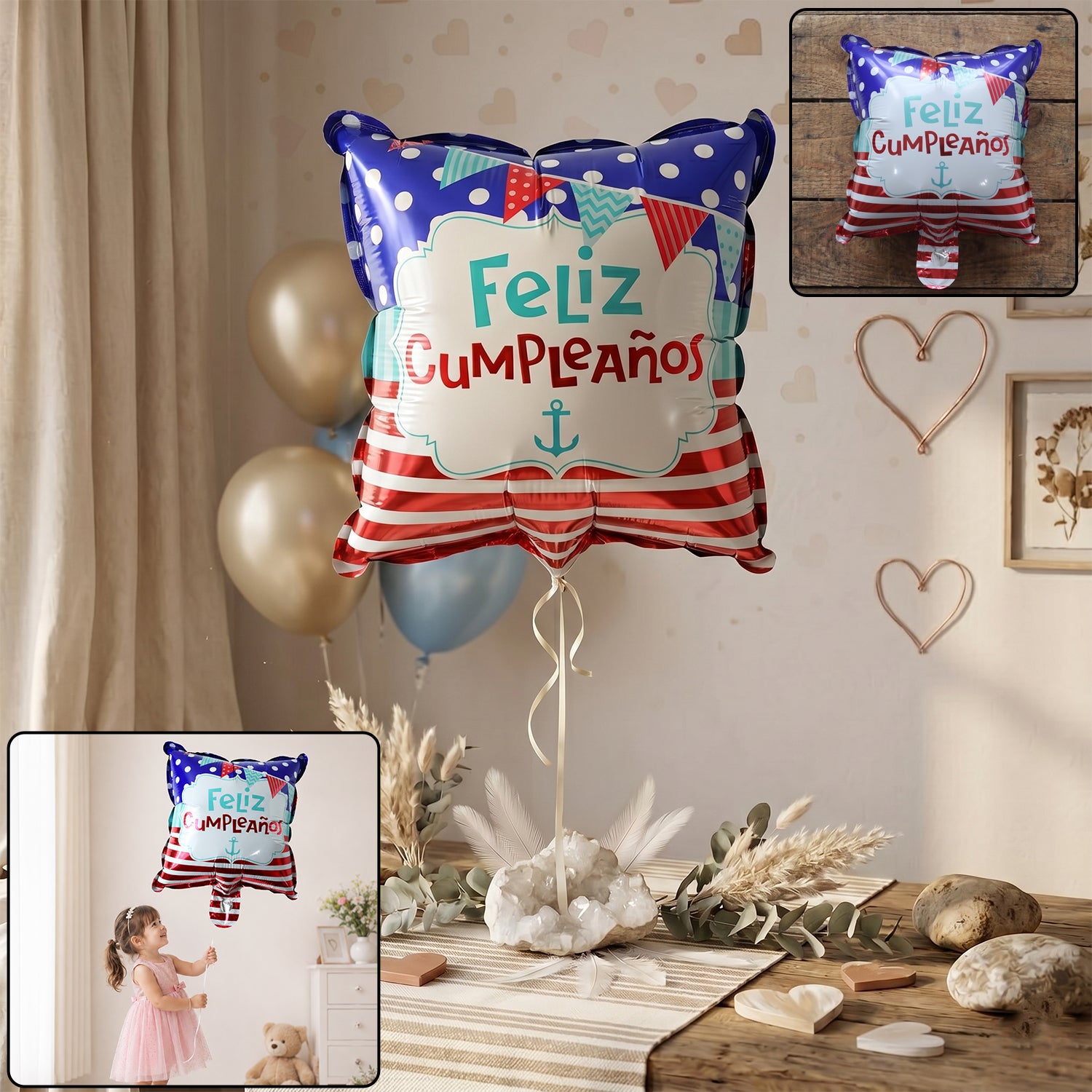 Square Feliz Cumpleanos Birthday Foil Balloon For Decoration (1 Pc)