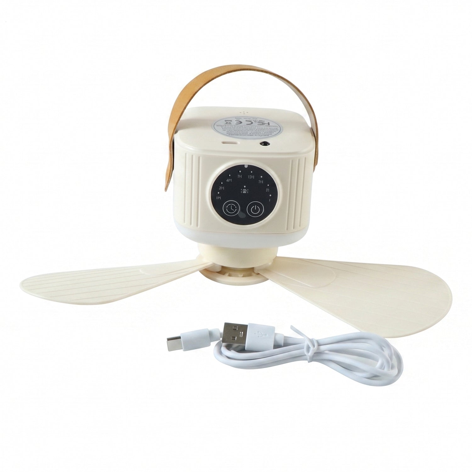 3 In 1 Rechargeable Camping Fan With Led Light Timer And Hanging Hook (1 Pc)