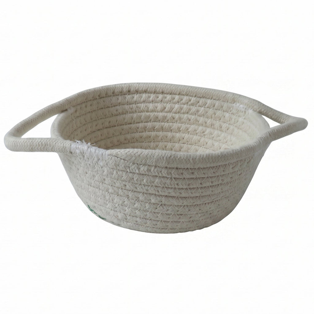 Cotton Rope Woven Storage Basket With Handles For Toys And Organizing (1 Pc)