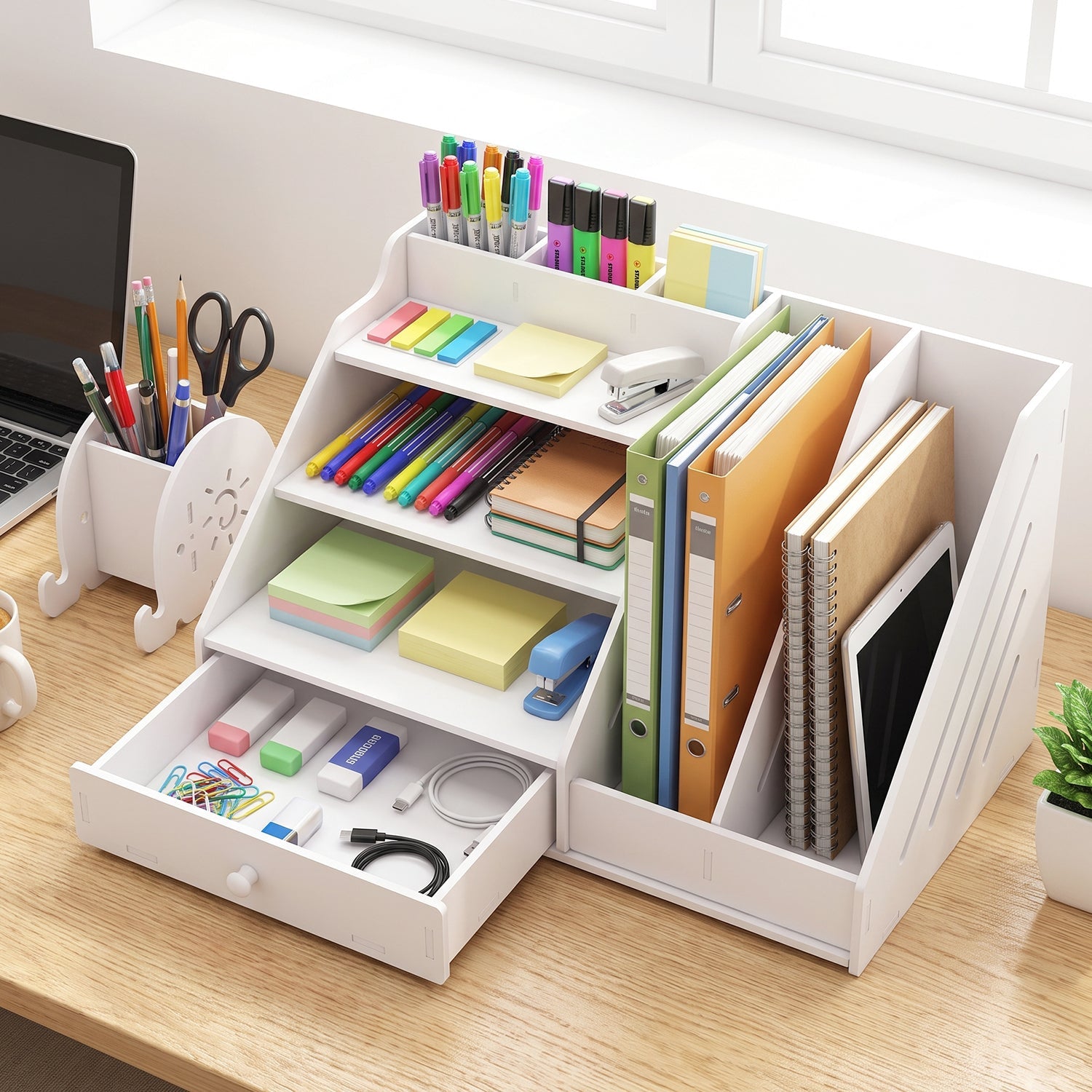 Multifunctional Desk Organizer Storage Cabinet With Drawer File Rack (1 Set)