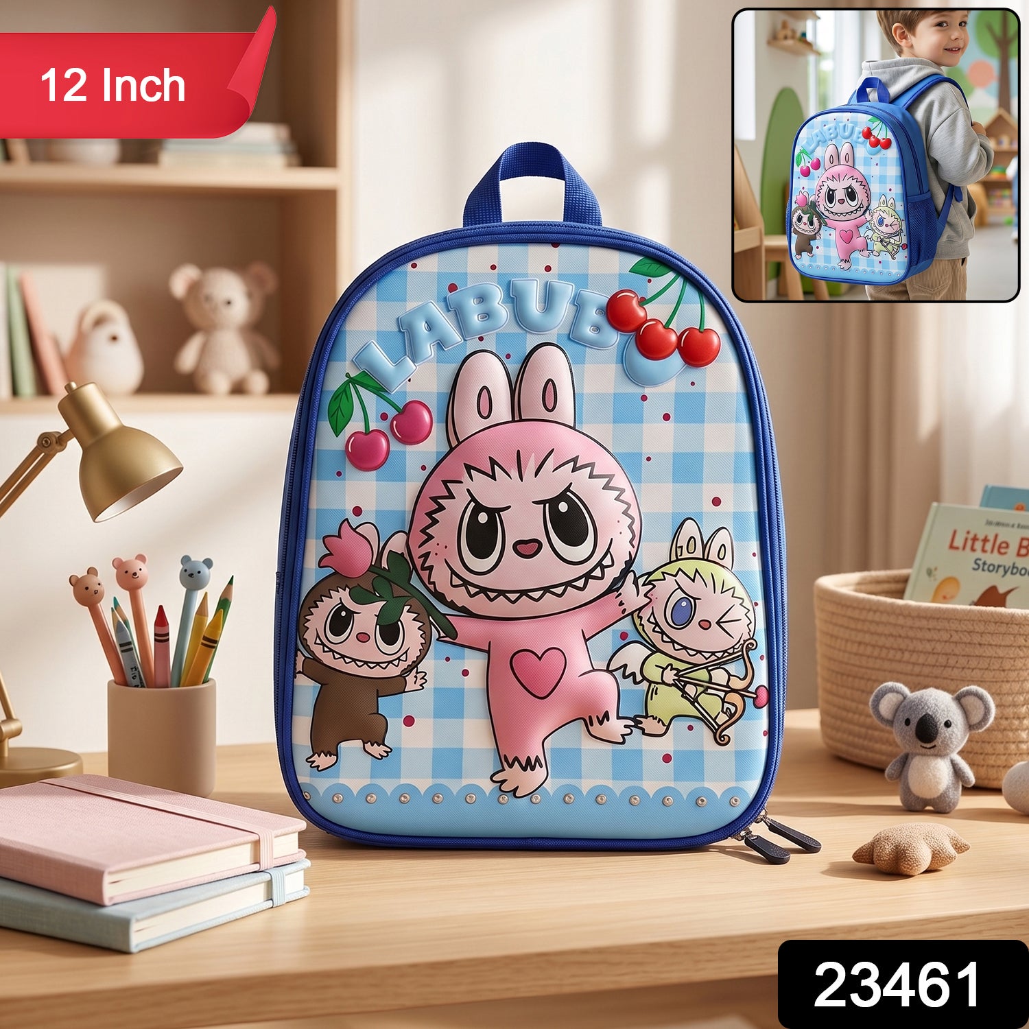Cute Cartoon Printed Kids School Backpack (1 Pc 12 Inch)
