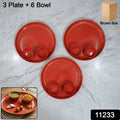 Multipurpose Serving Plate And Bowl Set 3 Plate 6 Bowl (Mix Color)