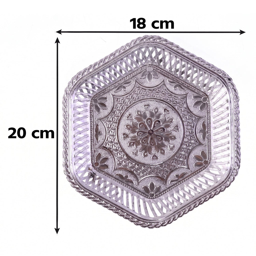 Decorative Silver Serving Tray  Traditional Embossed Floral Design