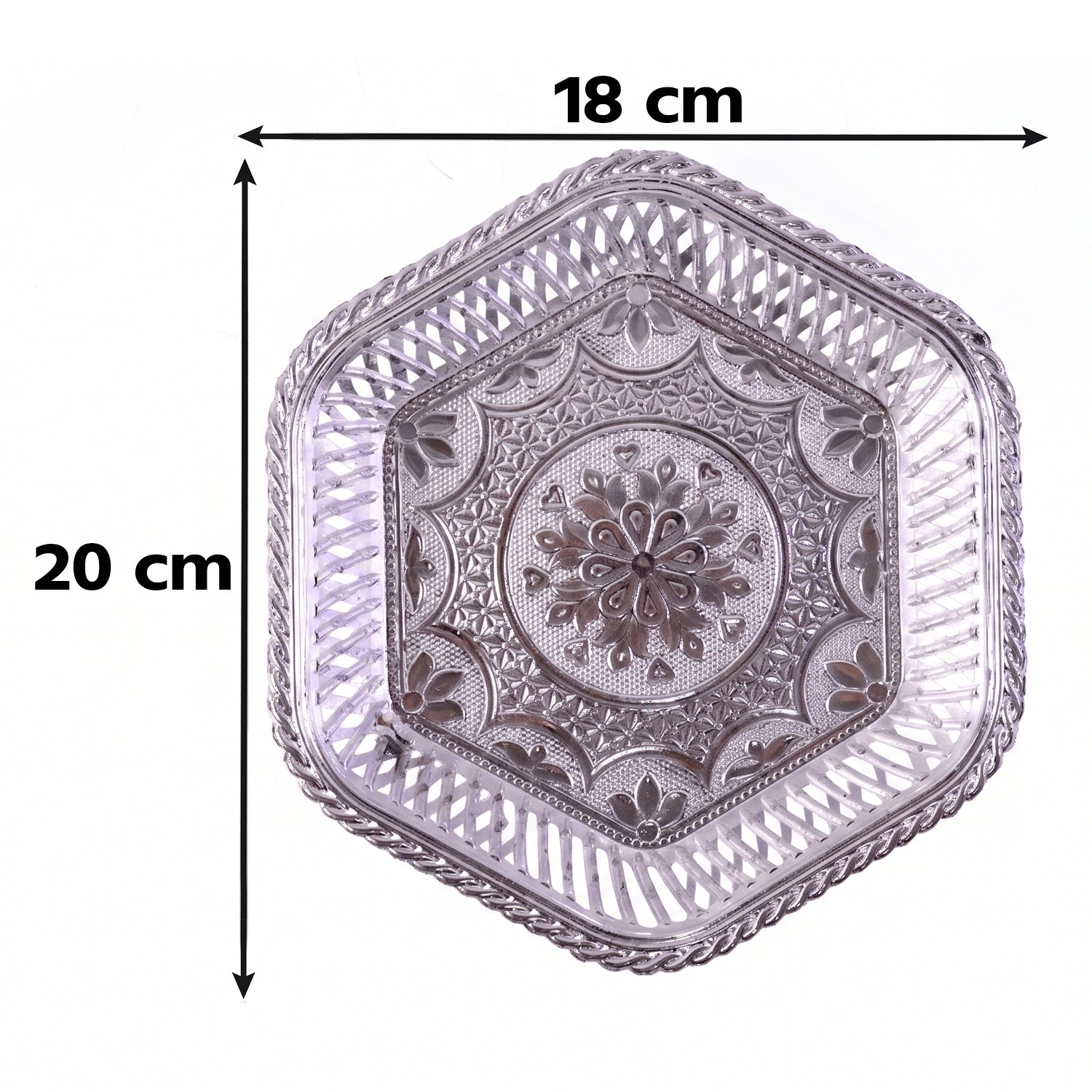 Decorative Silver Serving Tray  Traditional Embossed Floral Design