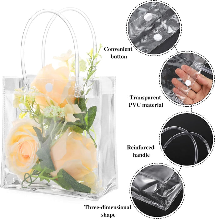 pack of 40pcs Transparent PVC Plastic Bag Goodie Bags With Handle Gift bag, Carry Bags, gift bag, gift for Gifting, Return Gifts, Birthday, Wedding, Party, Festivals, Events(Small)(18 x 15 x 6 cm)
