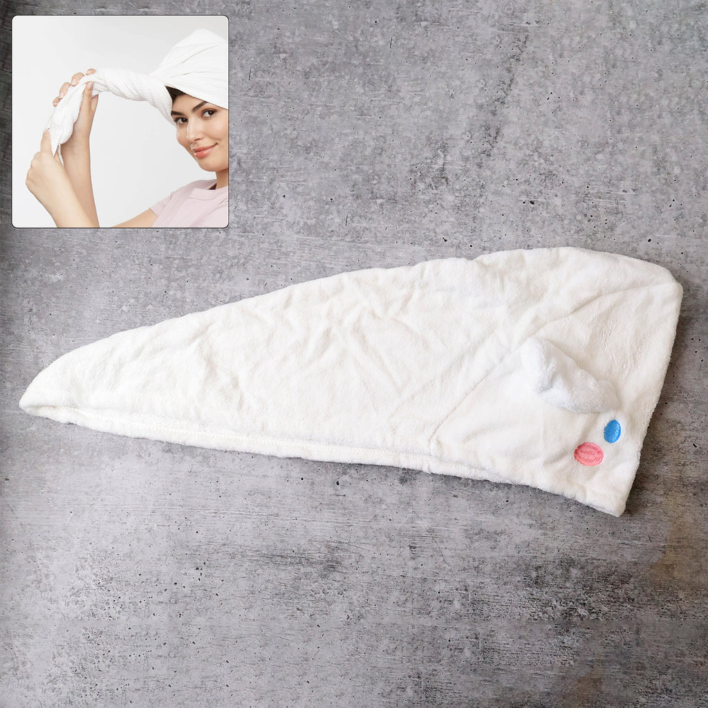 Premium Soft Microfiber Hair Drying Towel Wrap With Button (1 Pc)