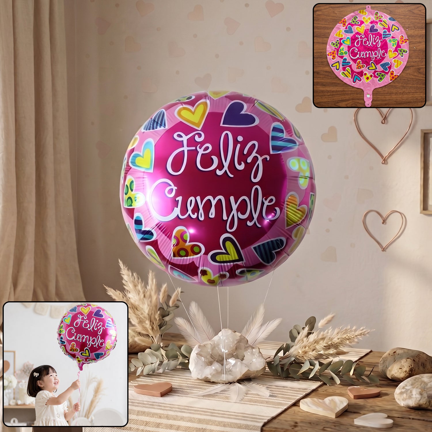 Round Feliz Cumple Birthday Foil Balloon For Party Decoration (1 Pc)
