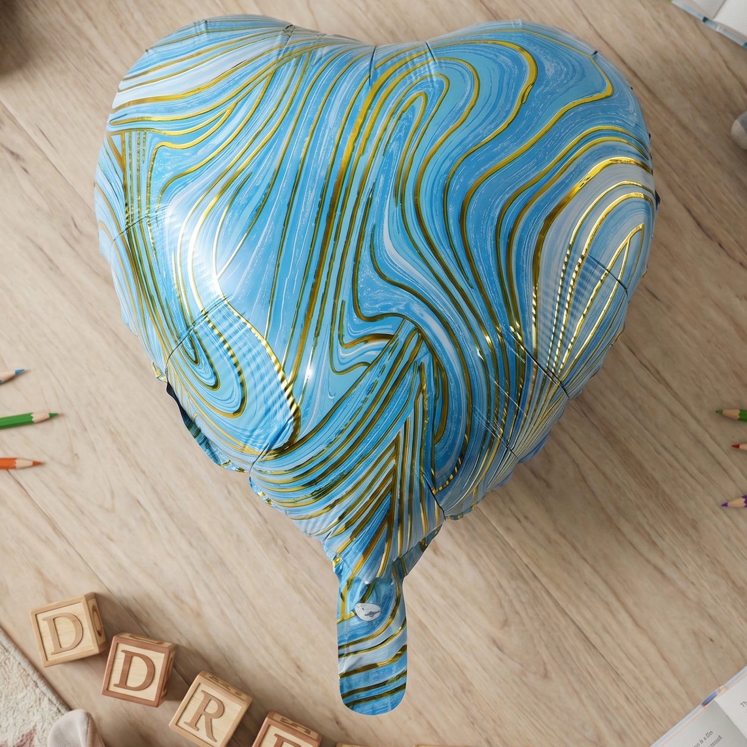 Blue Marble Heart Foil Party Balloon (1 Pc)