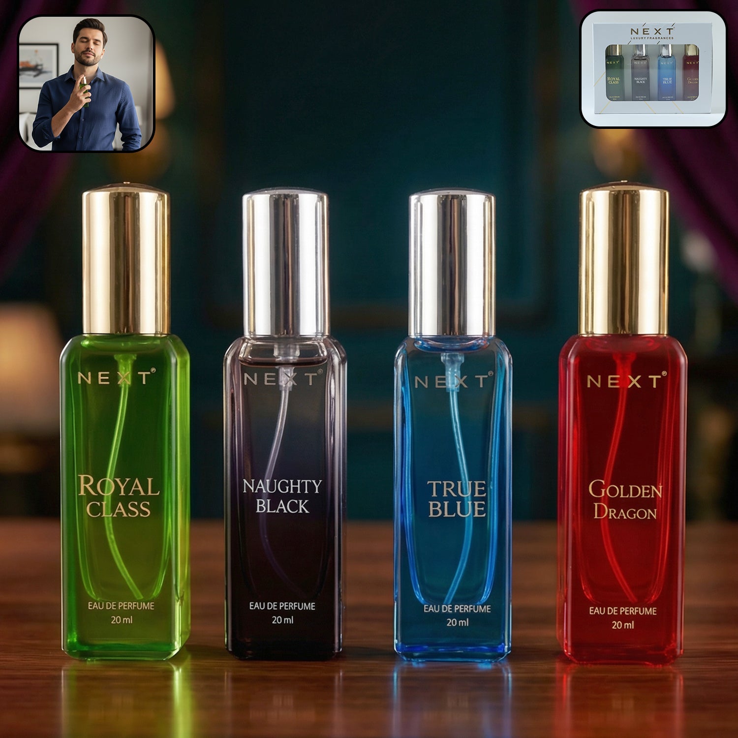 Next Luxury Fragrances Mini Eau De Parfum Gift Set (4 Pc 20 Ml Each)