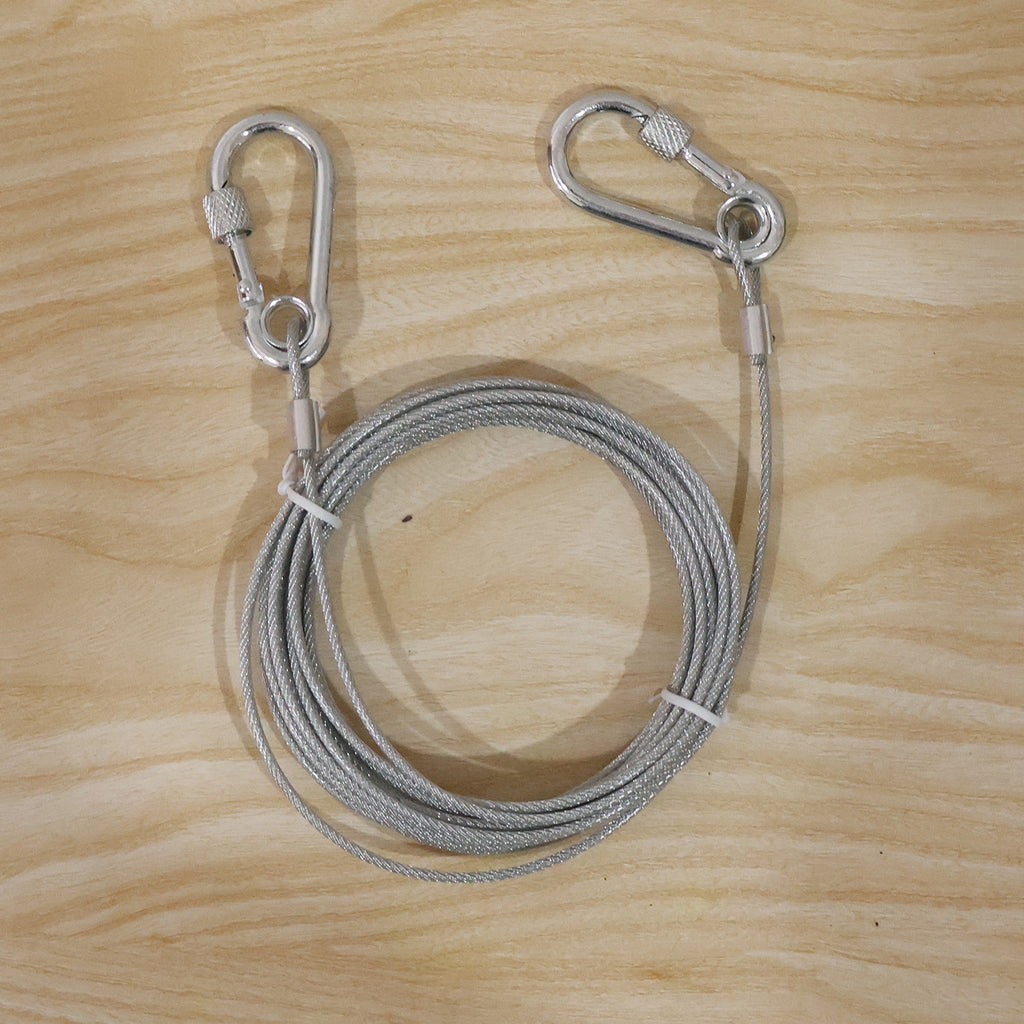 Heavy Duty Steel Wire Rope  5 Meter Clothesline With Carabiner Hooks