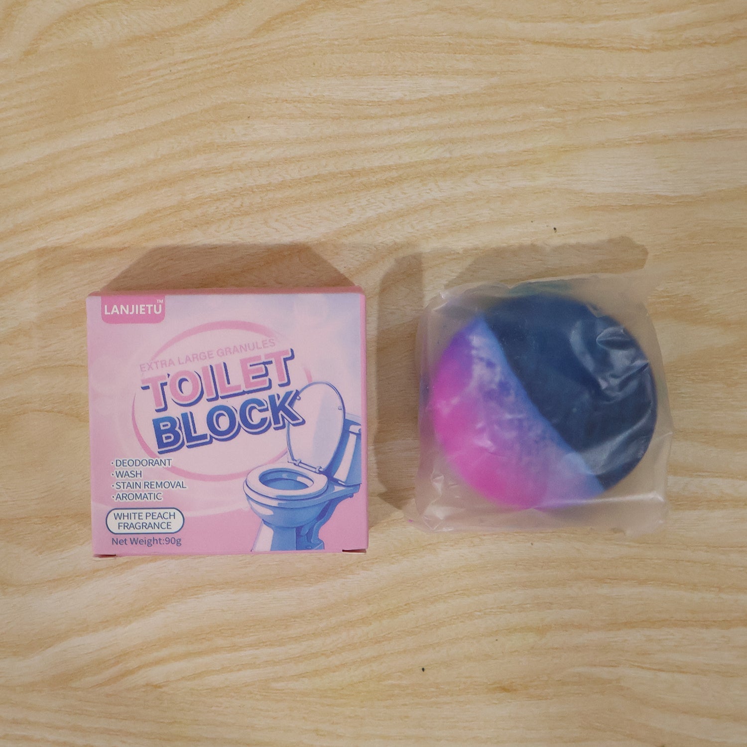 Toilet Bowl Cleaning Block Tank Cleaner Tablet White Peach Fragrance (1 Pc)