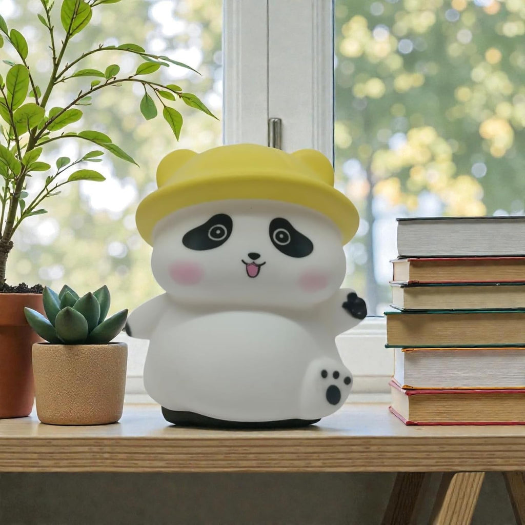 Panda With Hat Led Night Light Cute Silicone Bedside Lamp For Kids (1 Pc)
