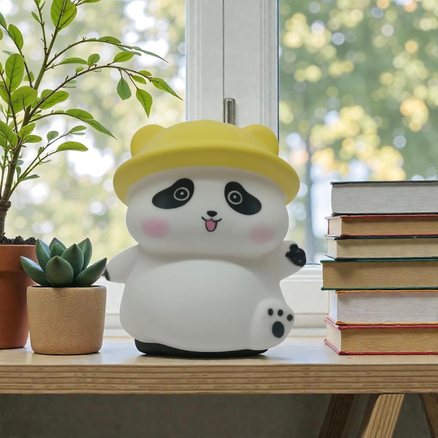 Panda With Hat Led Night Light Cute Silicone Bedside Lamp For Kids (1 Pc)