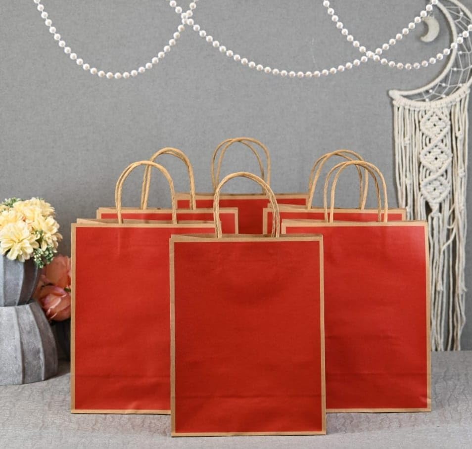 Medium Size (27 X21 X11 cm) Paper Bags With Handle Gift Paper bag, Carry Bags, gift For Valentine Gifting, marriage Return Gifts, Birthday, Wedding, Party, Season's Greetings - Image 1