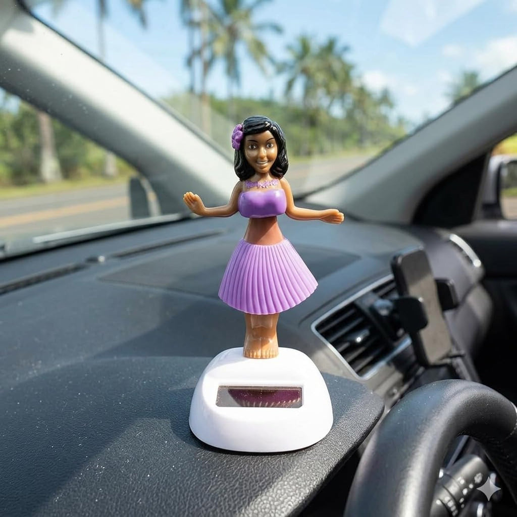 Solar Powered Dancing Hula Doll Bobble Toy For Car Dashboard Decor (1 Pc)