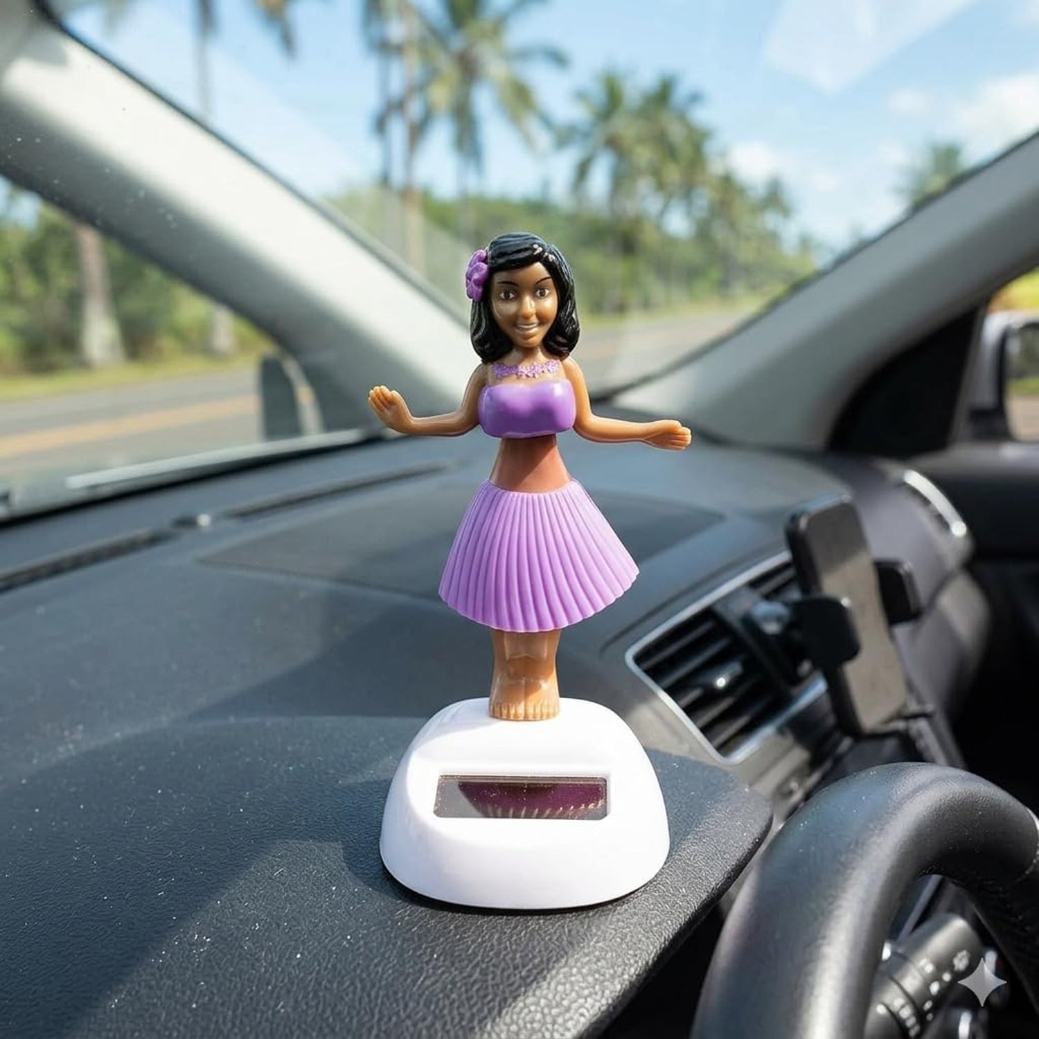 Solar Powered Dancing Hula Doll Bobble Toy For Car Dashboard Decor (1 Pc)