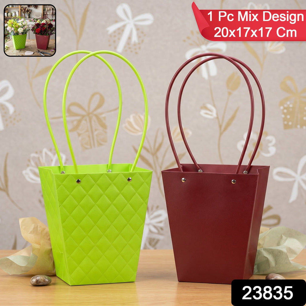 Stylish Foldable Flower Packaging Bag With Handle For Bouquet And Gifting (1 Pc)