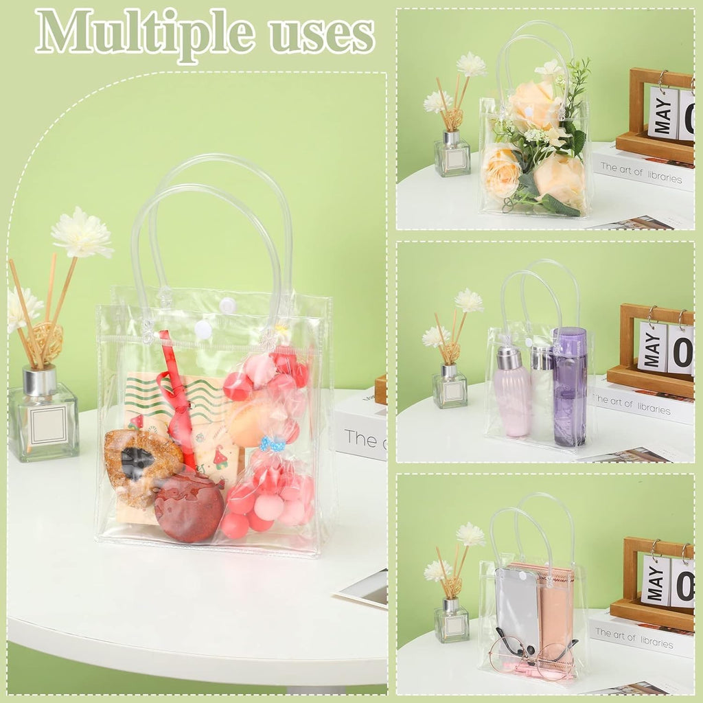 Transparent PVC Plastic Bag Goodie Bags With Handle Gift bag, Carry Bags, gift bag, gift for Gifting, Return Gifts, Birthday, Wedding, Party, Festivals, Events(Small)(18 x 15 x 6 cm) - Image 4