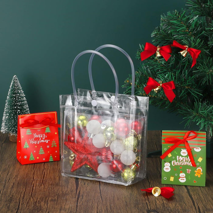 pack of 40pcs Transparent PVC Plastic Bag Goodie Bags With Handle Gift bag, Carry Bags, gift bag, gift for Gifting, Return Gifts, Birthday, Wedding, Party, Festivals, Events(Small)(18 x 15 x 6 cm)