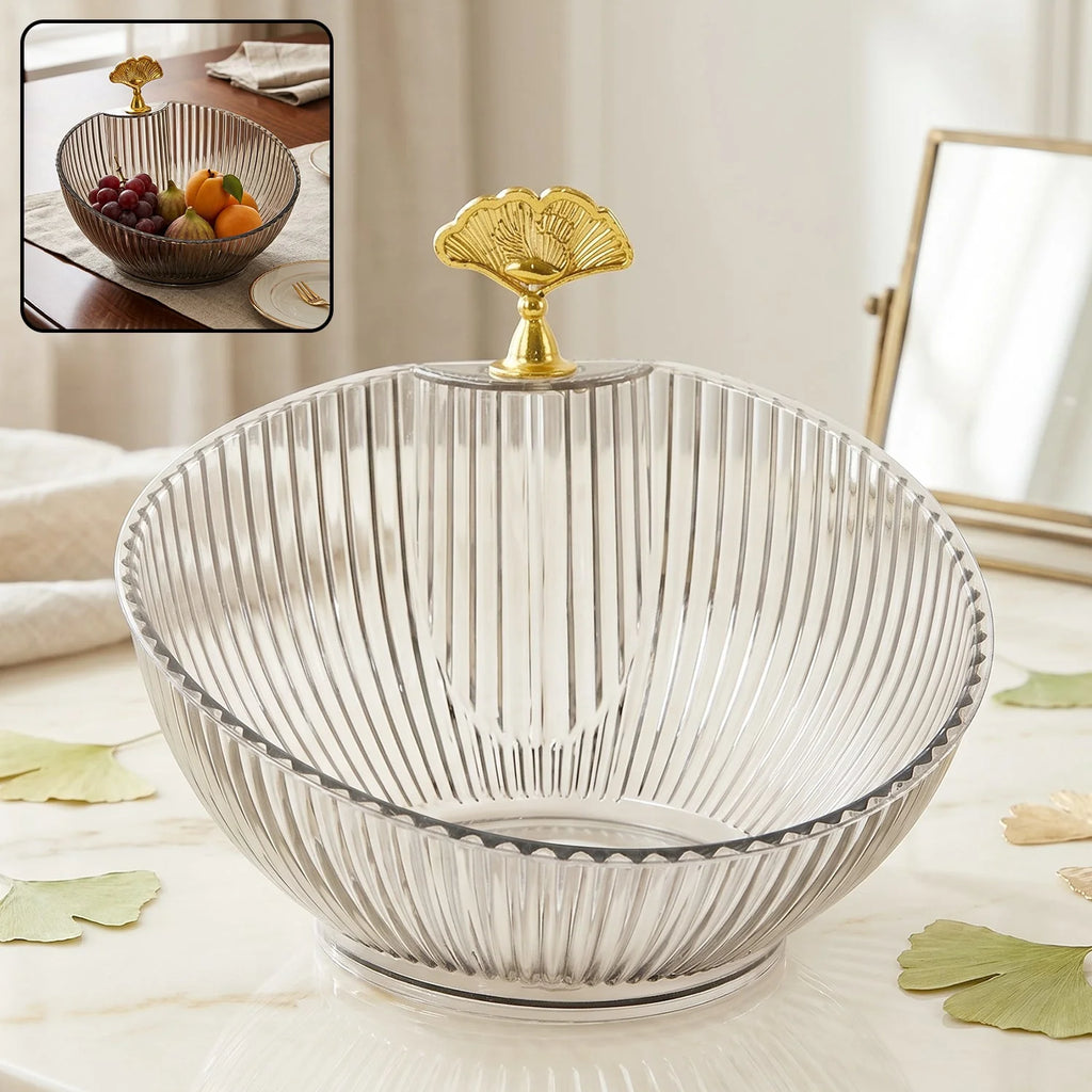 Premium Plastic Decorative Fruit Bowl With Gold Accent For Dining Table (1 Pc)