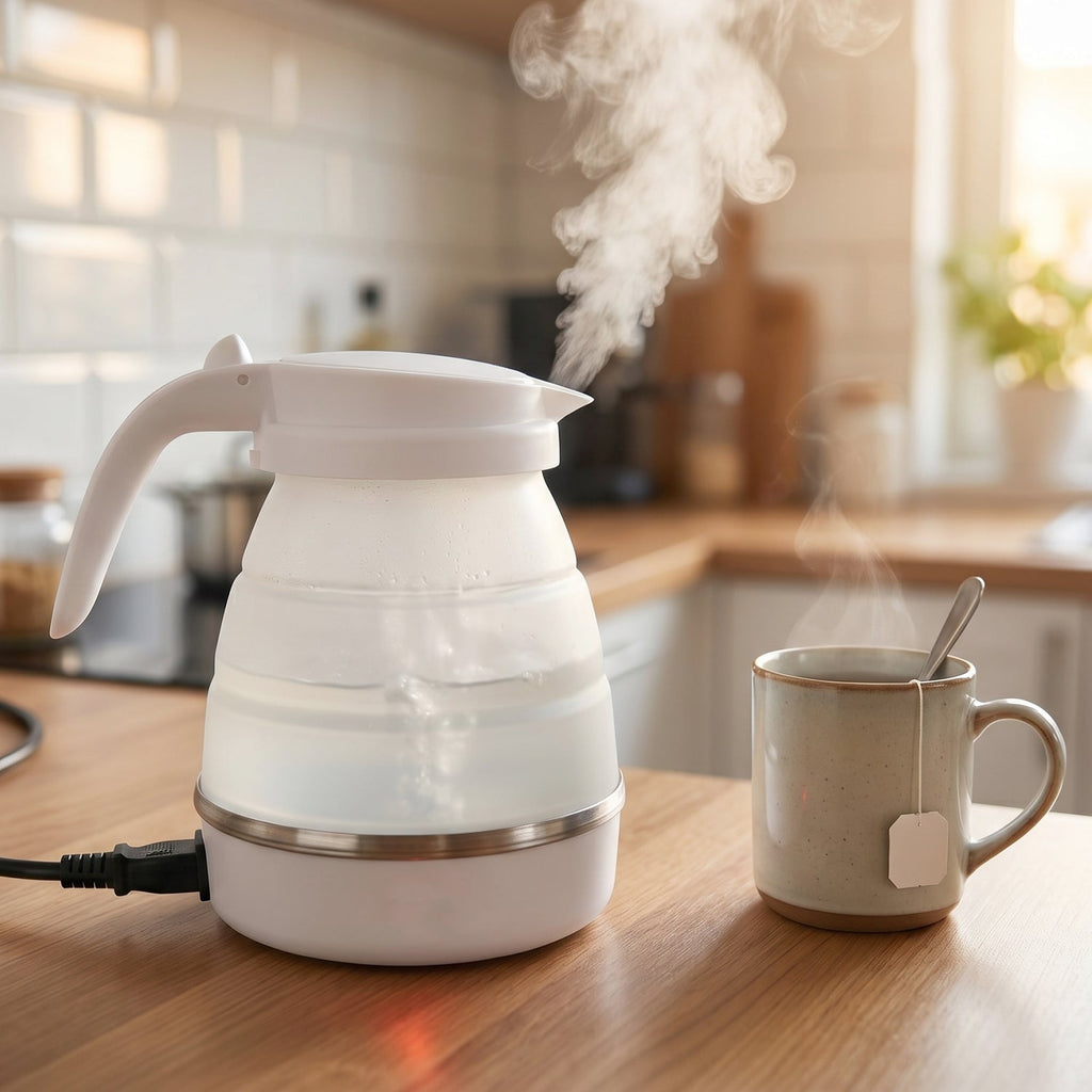 Collapsible Travel Electric Kettle 600ml Foldable Silicone Water Boiler (1 Pc)