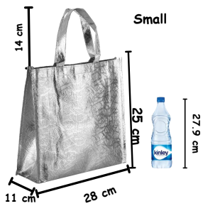 Small Size Non Woven Fabric Bag With Handle 28 x 25 cm Gift Paper bag, Carry Bags, gift bag, gift for Birthday, gift for Festivals, Season's Greetings and other Events(Silver)(Pack of 12) - Image 2