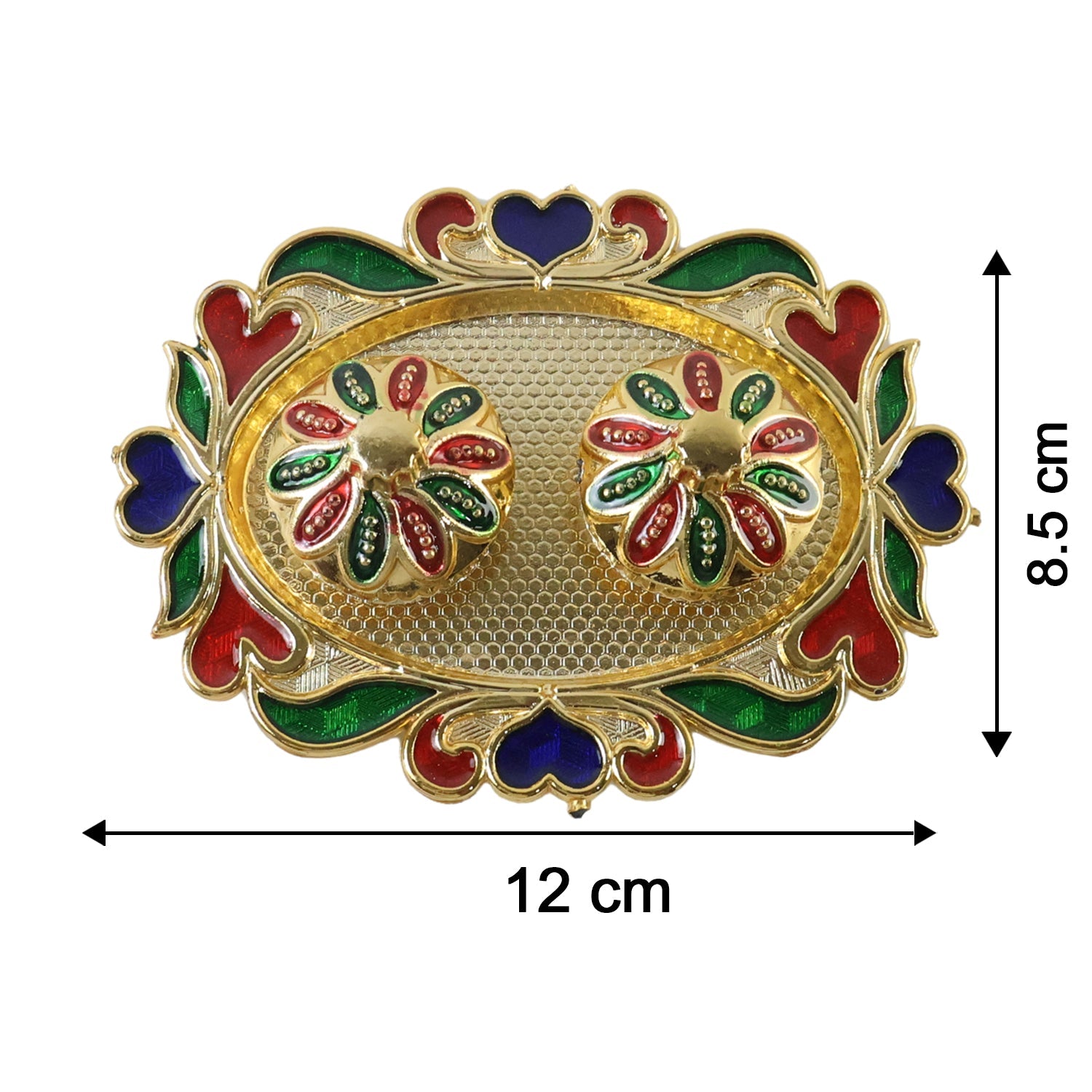 Decorative Kankavati Kumkum Holder Golden Enamel Pooja Thali With Bowls (1 Pc)