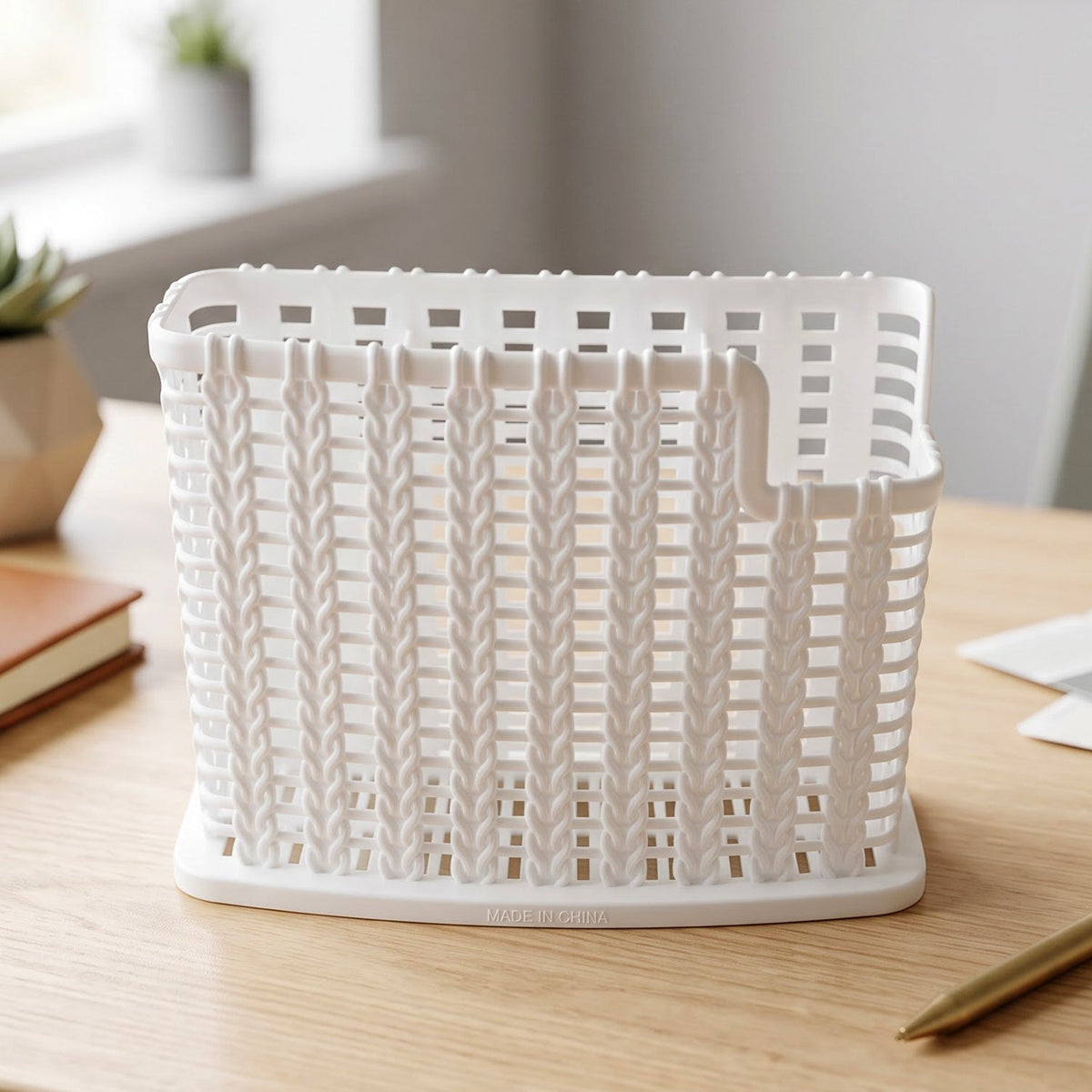 Plastic Cutlery Storage Organizer Basket with Drain Base for Kitchen (1 Pc) - Image 3