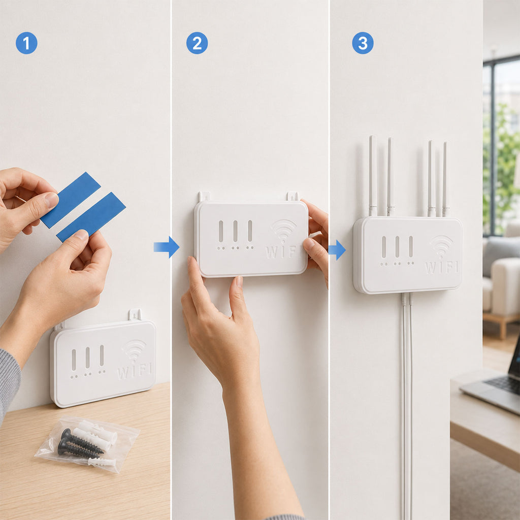 Wall Mount Wifi Router Holder Storage Box Organizer Rack With Screws (1 Pc)