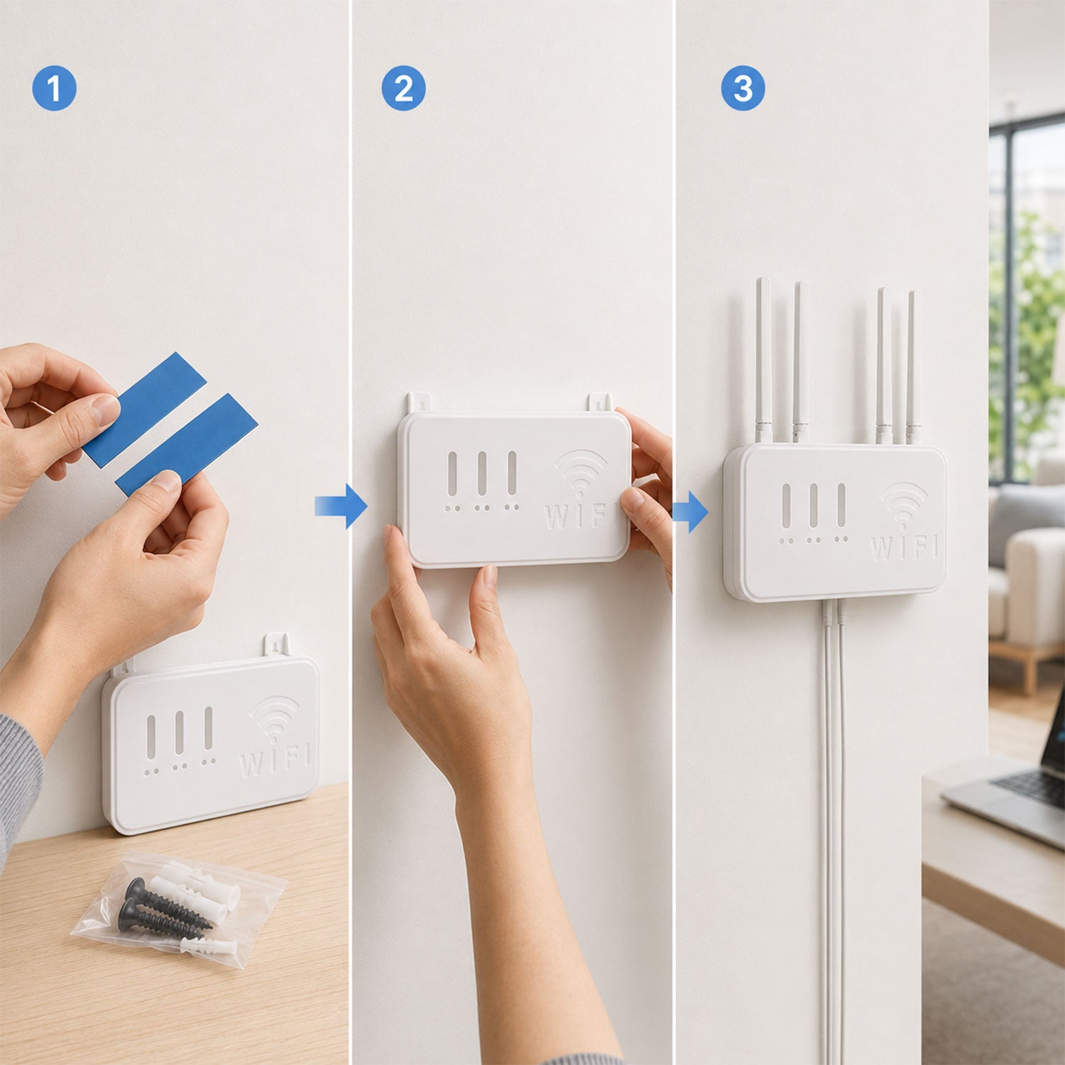 Wall Mount Wifi Router Holder Storage Box Organizer Rack With Screws (1 Pc)