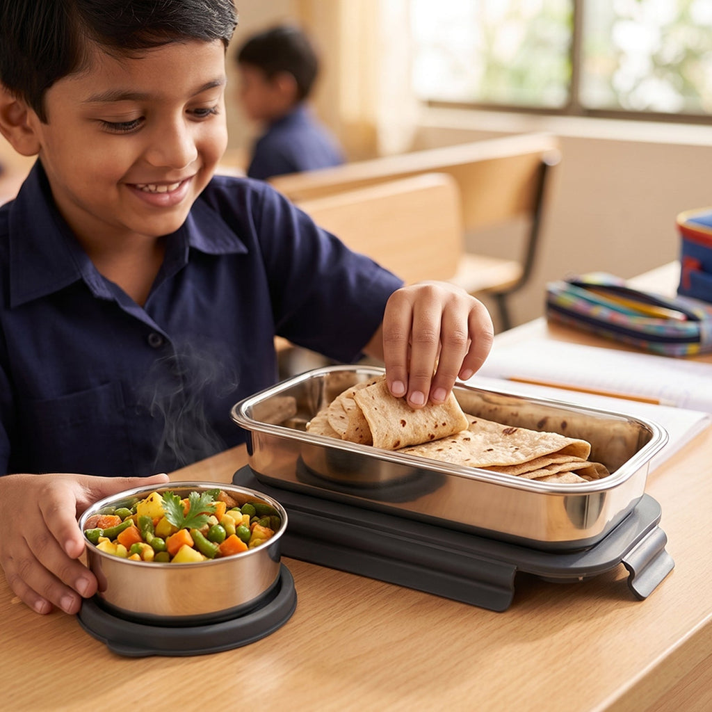 Close up of the lunch box lid and sealing rim