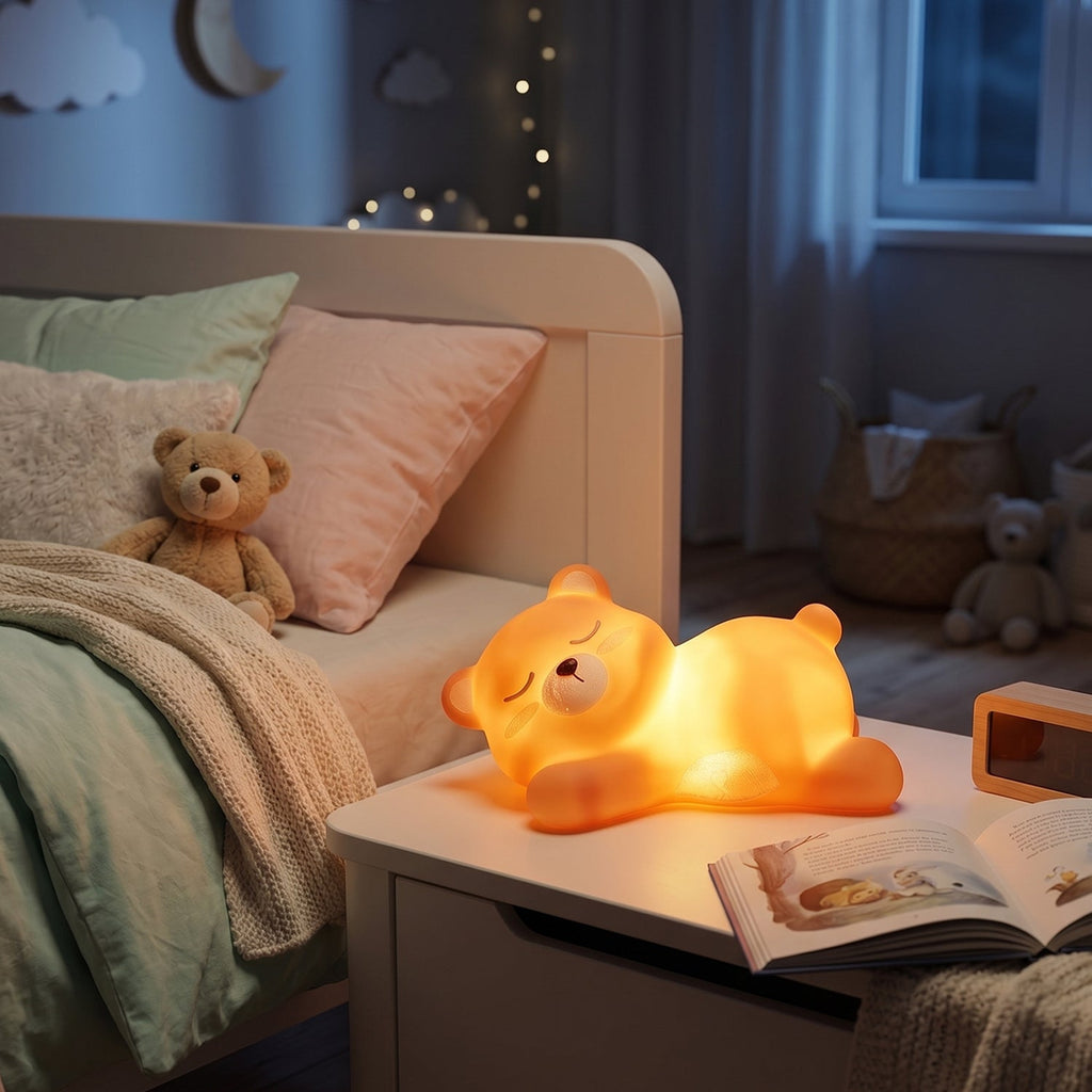 Sleeping Bear Led Night Light Cute Silicone Bedside Lamp For Kids (1 Pc)