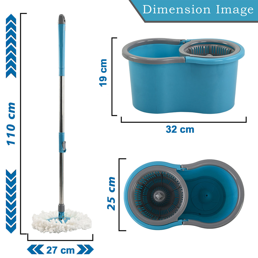 360 Degree Spin Mop Bucket Set With Adjustable Stainless Steel Handle (1 Set)
