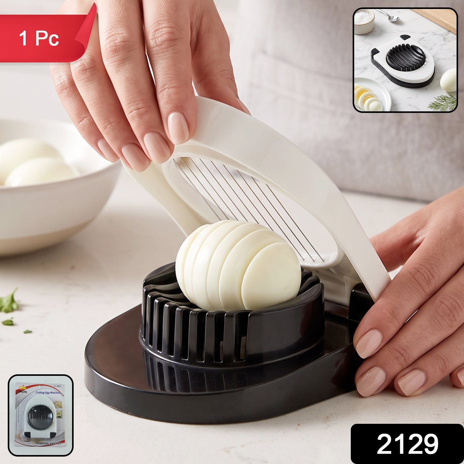 Egg Cutter Slicer Stainless Steel Wire Cutting Tool For Boiled Eggs (1 Pc)