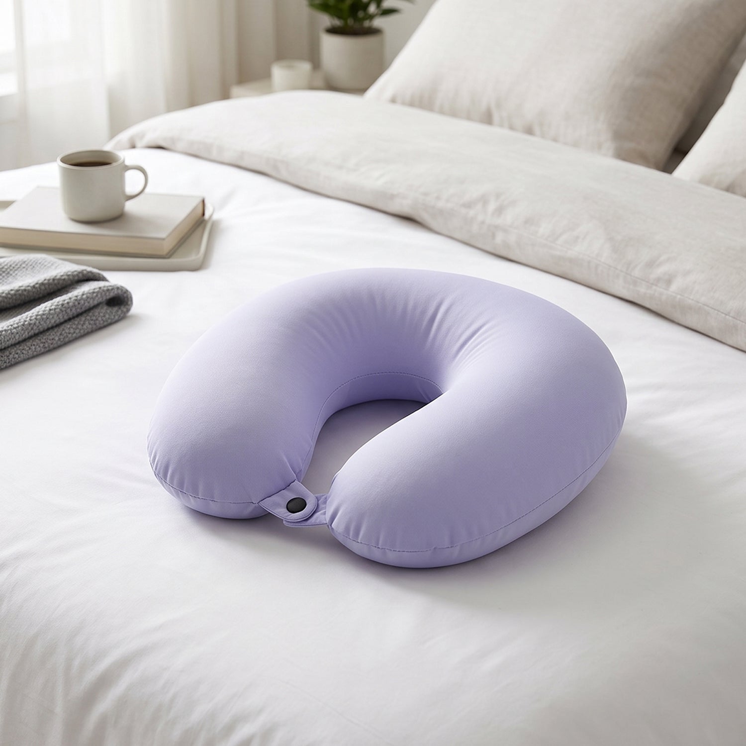 U-shaped Travel Neck Pillow Soft Comfortable Support Pillow With Snap Button (1 Pc)