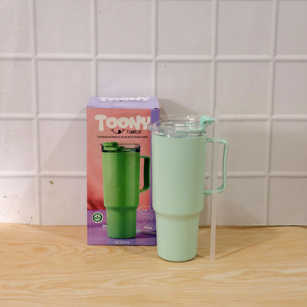 Toony Tumbler 1800 Ml Plastic Travel Sipper With Handle Straw And Lid (1 Pc)