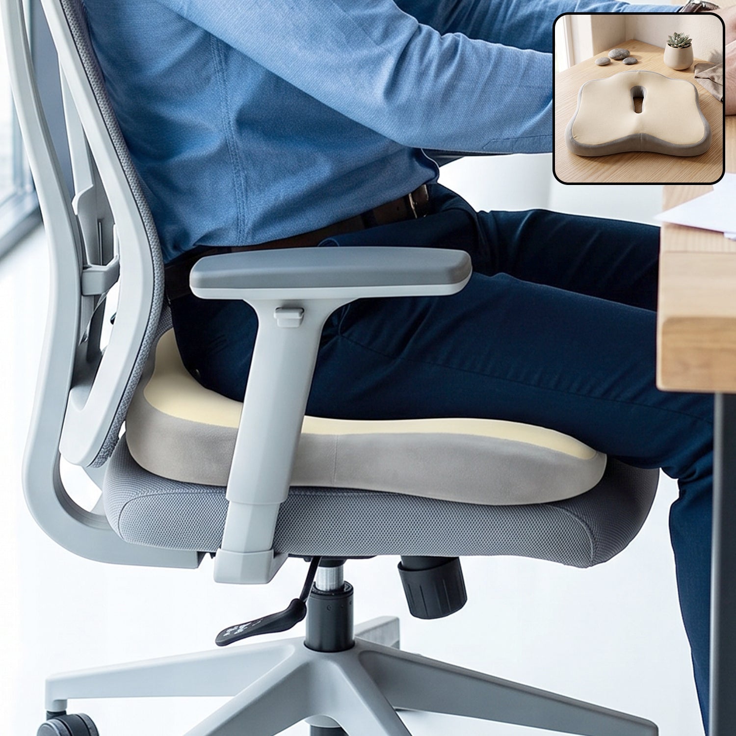 Comfort Memory Foam Ergonomic Seat Cushion For Office Chair (1 Pc)