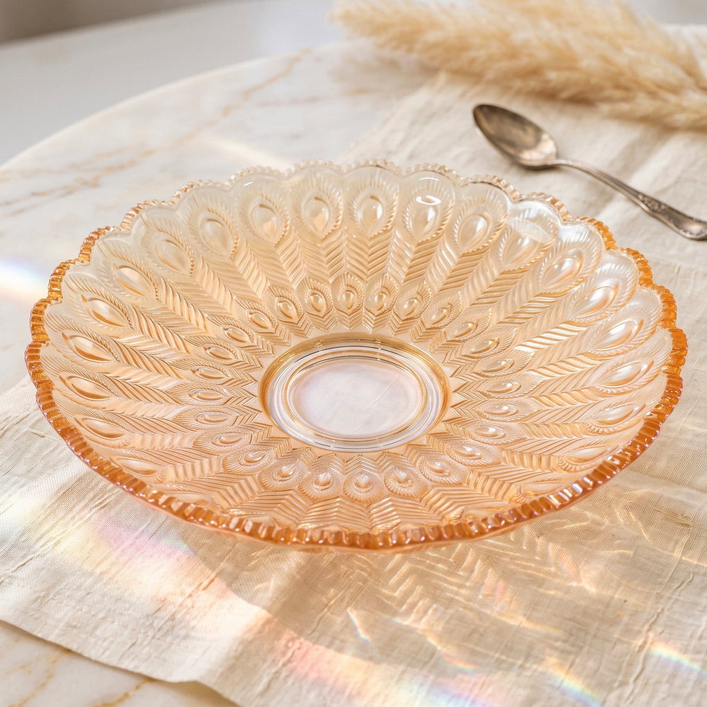 Glass Round Serving Plate 23 X 23 Cm Decorative Fruit Snack Platter (1 Pc)