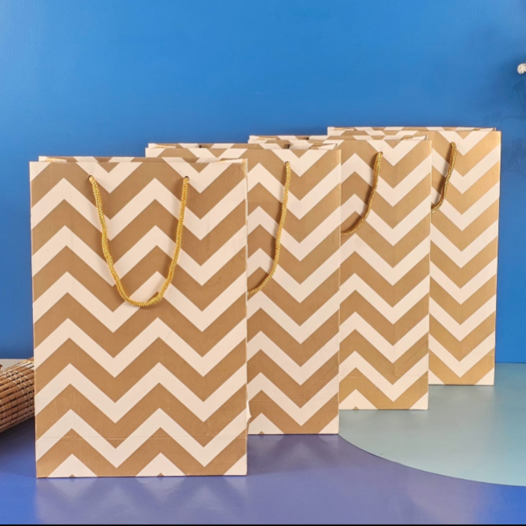 Medium Golden Gift Paper Bags for Return Gifts Carry Bags for Gifting,valentine gift bag,wedding Marriage Engagment party shopping bag box (golden color)(Medium) - Image 1