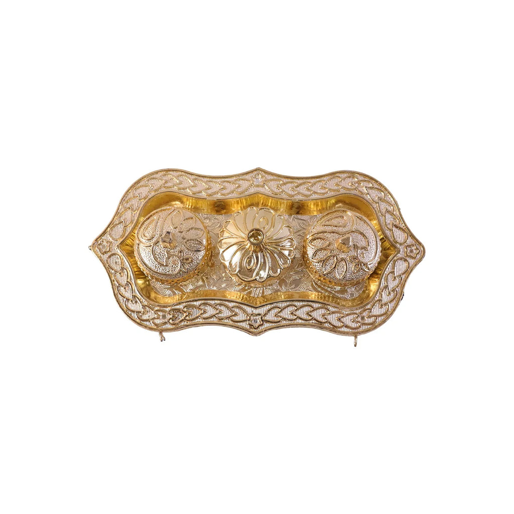 Triveni Kankavati Kumkum Holder With 3 Compartments For Puja And Tilak (1 Pc)