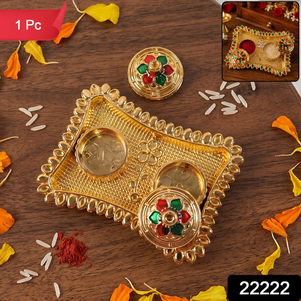 Kumkum Holder  Elegant Meenakari Floral Design For Pooja
