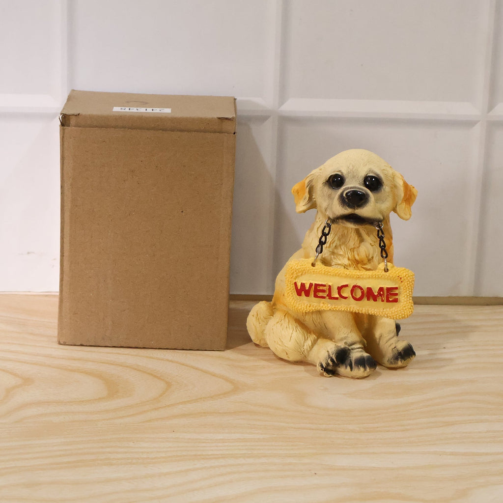 Cute Welcome Dog Statue Decorative Showpiece Resin Figurine For Home Decor (1 Pc)