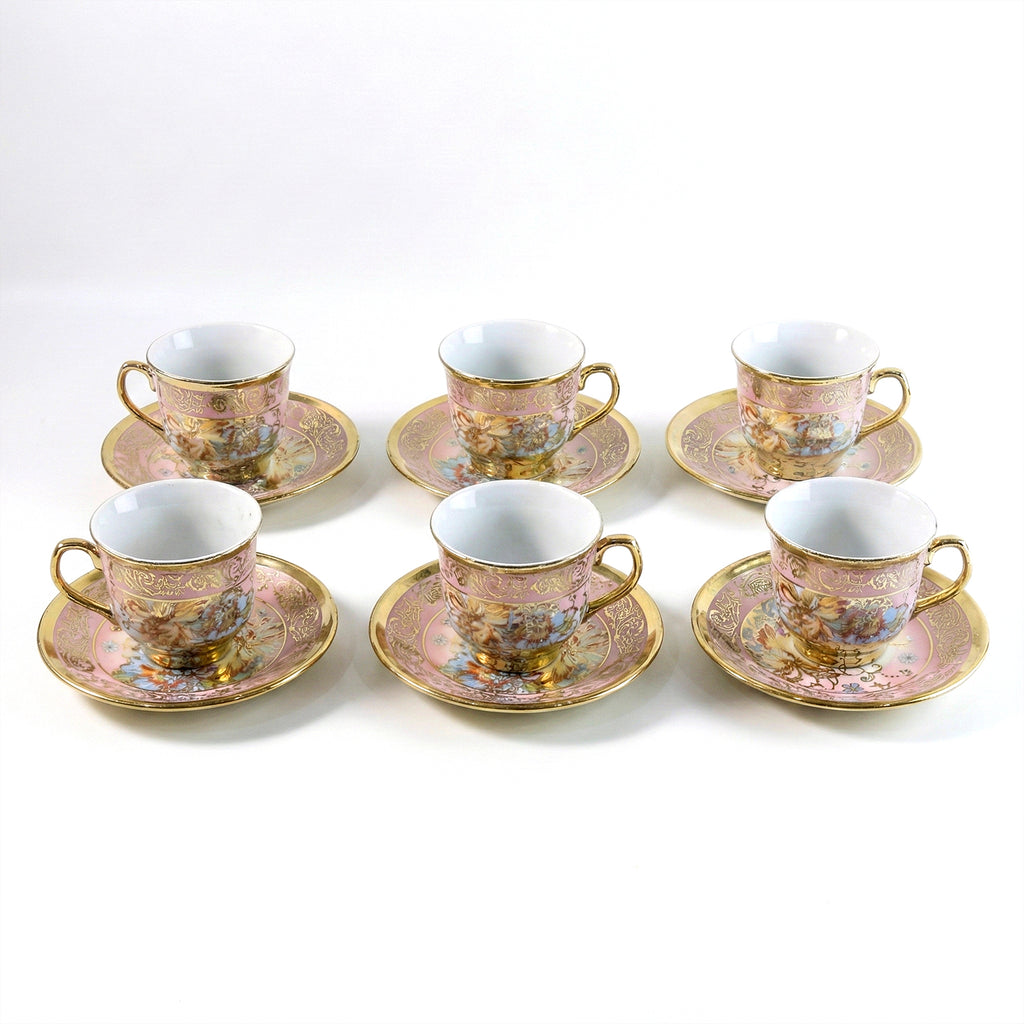 Premium Floral Porcelain Tea Cup And Saucer Set (12 Pc Set)