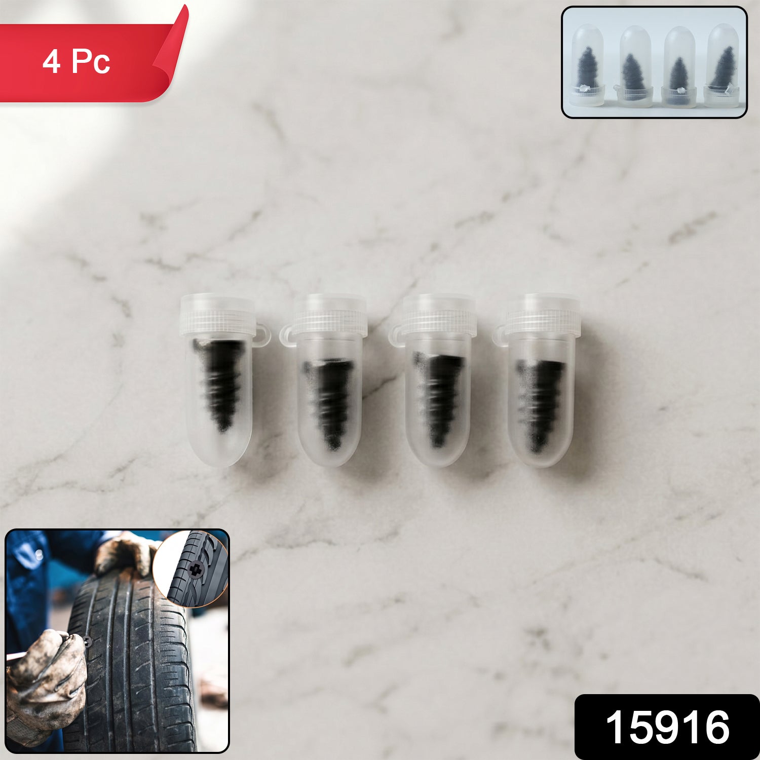 Car  Biketire Puncture Repair Nail Screw (4 Pc Black)