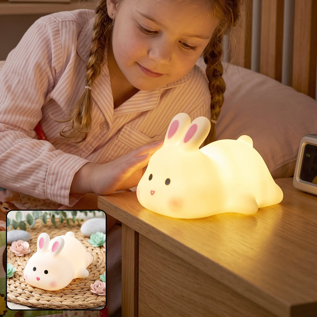 Rabbit Led Night Light Cute Silicone Bunny Bedside Lamp For Kids (1 Pc)