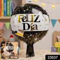 Black Golden Feliz Dia Round Foil Balloon (1 Pc)