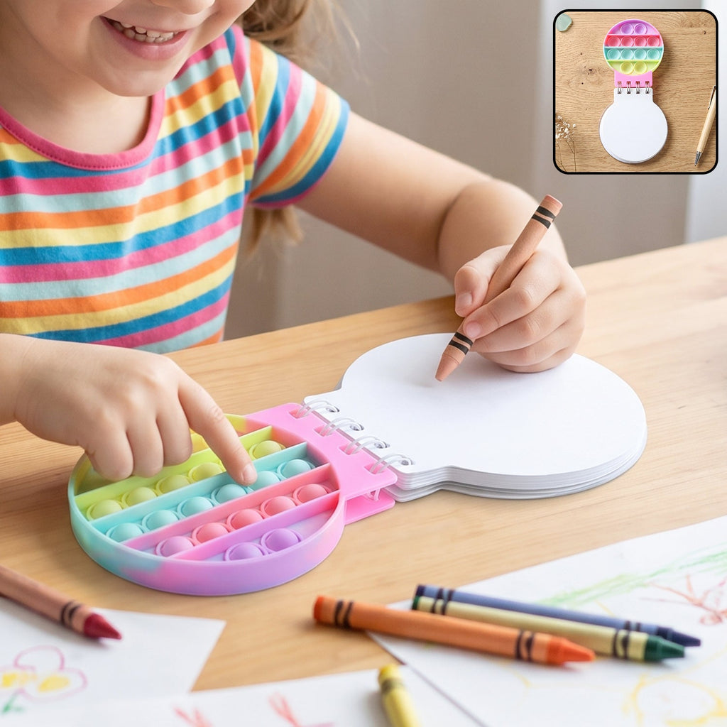 Mini Pop It Diary Fidget Notebook For Kids Rainbow Silicone Bubble (1 Pc)