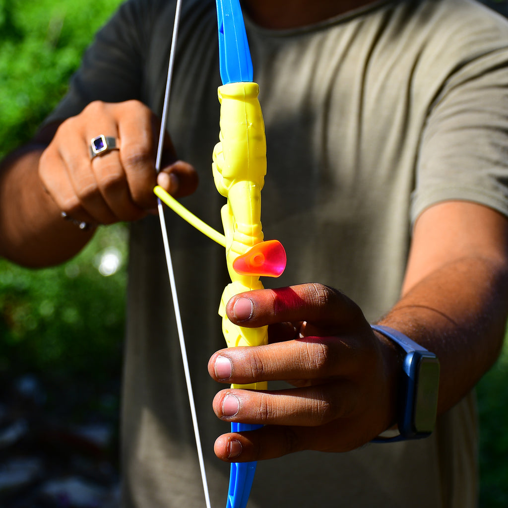 4438 Plastic Archery Bow And Arrow Toy Set With Single Knife And 3pc Arrow And Target Board