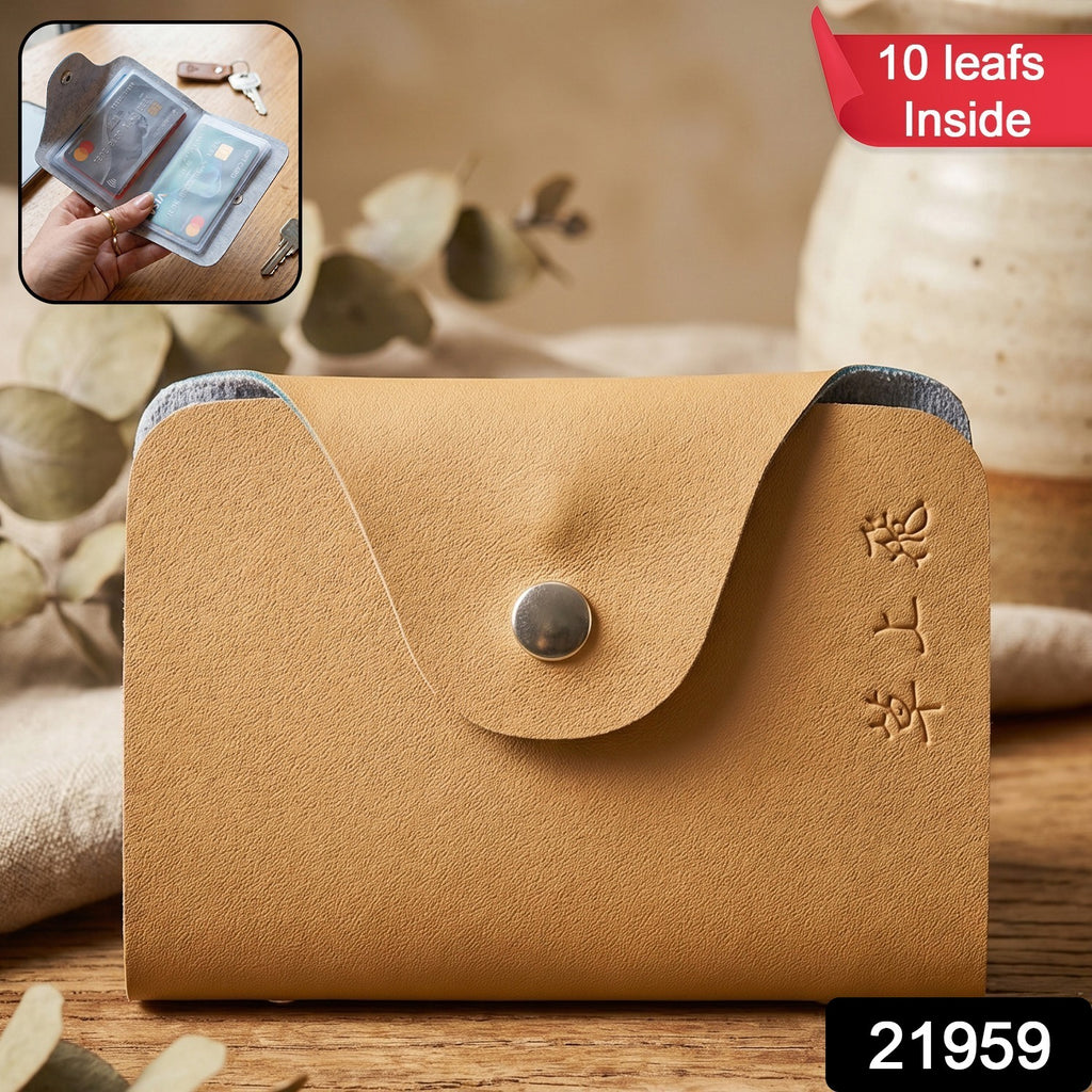 Premium Button Closure Card Holder Wallet With 10 Inner Leafes (1 Pc)