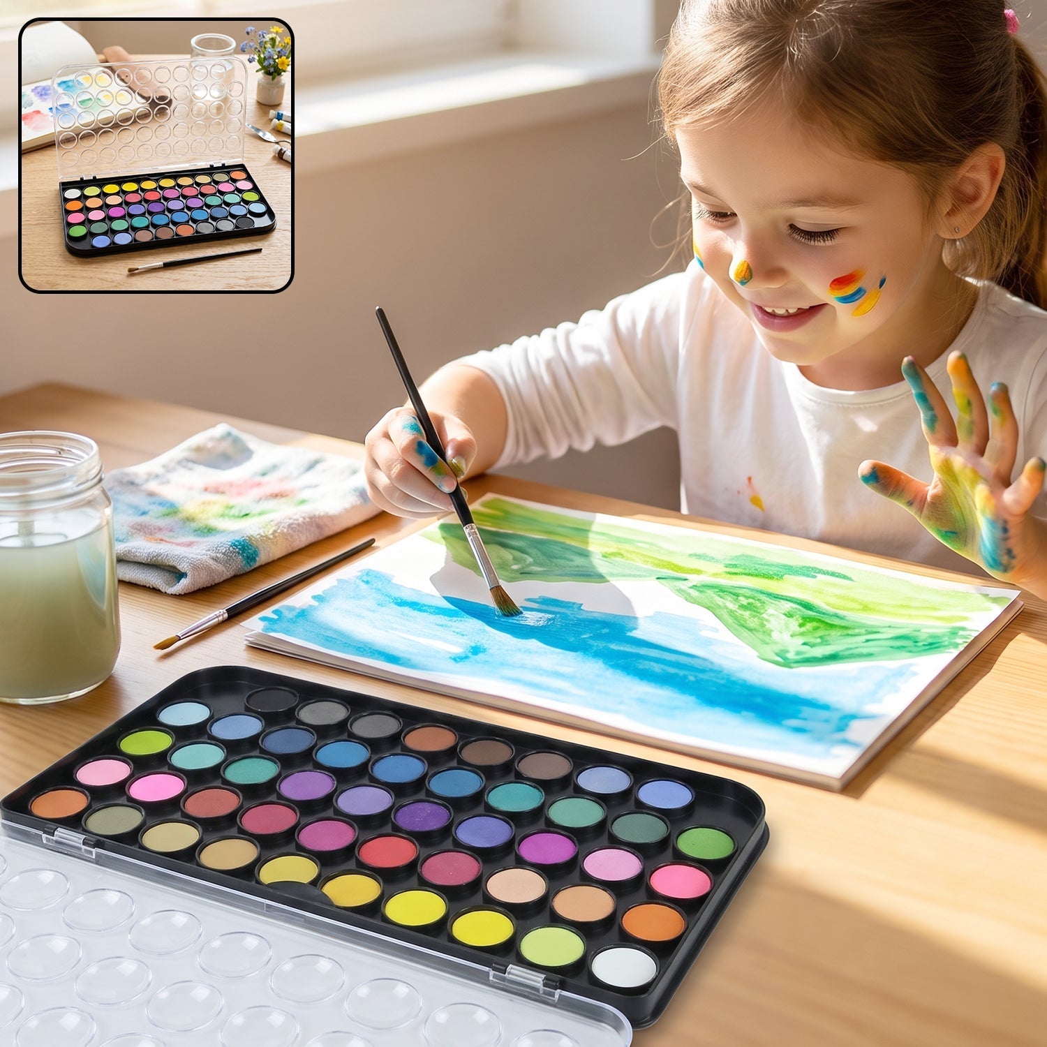 48 color solid watercolor palette